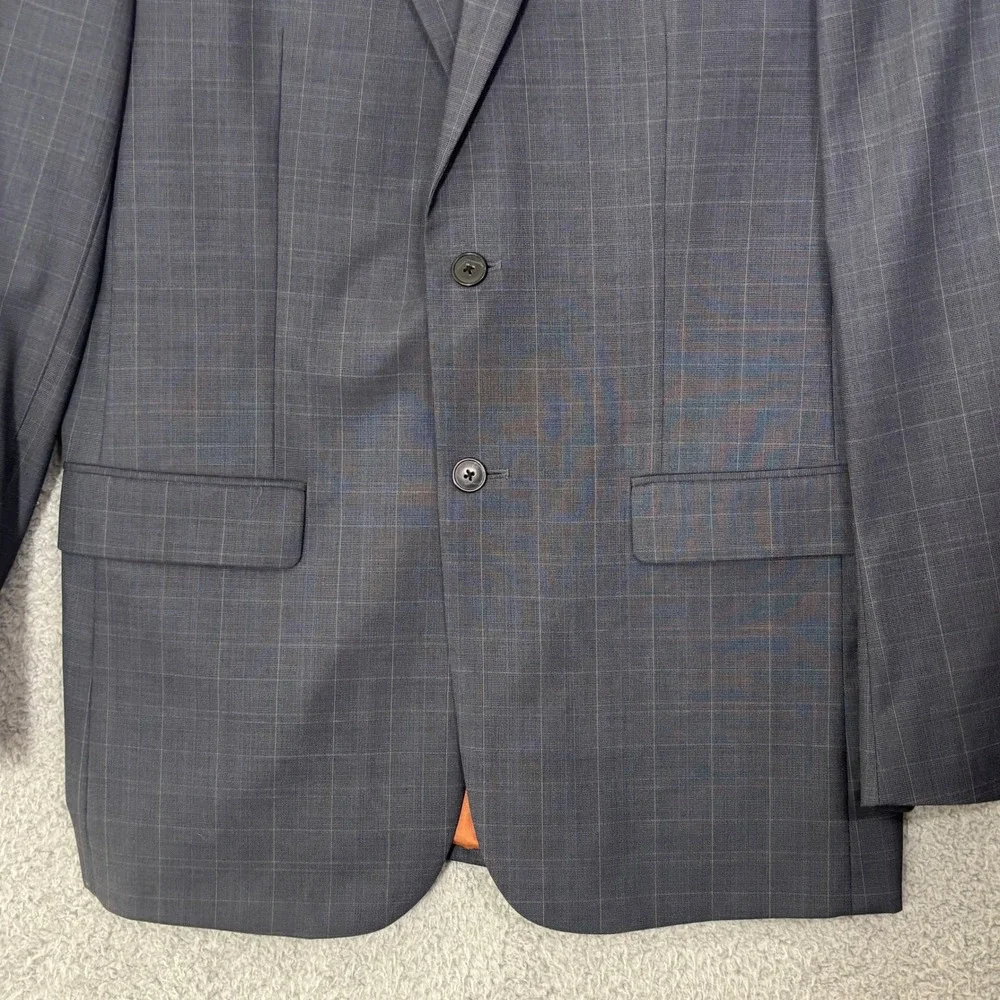 Jos. A. Bank Joseph Mens 40L Slim Fit 2 Piece Suit 100% Wool Blue Plaid 36x32